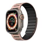 For Apple Watch 46mm / 49mm / 45mm / 44mm Cylinder Magnetic Two-color Loop Silicone Watch Band(Pink Black)