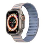 For Apple Watch 46mm / 49mm / 45mm / 44mm Cylinder Magnetic Two-color Loop Silicone Watch Band(Antique White Mist Blue)