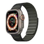 For Apple Watch 46mm / 49mm / 45mm / 44mm Cylinder Magnetic Two-color Loop Silicone Watch Band(Black Army Green)