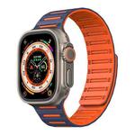 For Apple Watch 46mm / 49mm / 45mm / 44mm Cylinder Magnetic Two-color Loop Silicone Watch Band(Midnight Blue Orange)