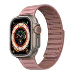 For Apple Watch 46mm / 49mm / 45mm / 44mm Cylinder Magnetic Two-color Loop Silicone Watch Band(Oxford Pink Rose Grey)