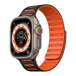 For Apple Watch 46mm / 49mm / 45mm / 44mm Cylinder Magnetic Two-color Loop Silicone Watch Band(Black Orange)