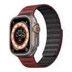 For Apple Watch 46mm / 49mm / 45mm / 44mm Cylinder Magnetic Two-color Loop Silicone Watch Band(Wine Red Black)
