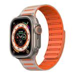 For Apple Watch 46mm / 49mm / 45mm / 44mm Cylinder Magnetic Two-color Loop Silicone Watch Band(Starlight Orange)