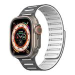 For Apple Watch 46mm / 49mm / 45mm / 44mm Cylinder Magnetic Two-color Loop Silicone Watch Band(Dark Green White)