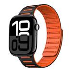 For Apple Watch 42mm / 41mm / 40mm / 38mm Cylinder Magnetic Two-color Loop Silicone Watch Band(Black Orange)