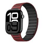 For Apple Watch 42mm / 41mm / 40mm / 38mm Cylinder Magnetic Two-color Loop Silicone Watch Band(Wine Red Black)