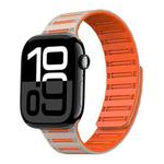 For Apple Watch 42mm / 41mm / 40mm / 38mm Cylinder Magnetic Two-color Loop Silicone Watch Band(Starlight Orange)