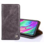 For Samsung Galaxy Note10+ Non-Magnetic Retro Texture Horizontal Flip Leather Case with Holder & Card Slots & Wallet(Grey)
