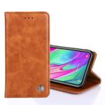 For Samsung Galaxy Note10+ Non-Magnetic Retro Texture Horizontal Flip Leather Case with Holder & Card Slots & Wallet(Brown)