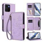 For HMD Skyline Butterfly Love Flower Multi-card Zipper Wallet Leather Phone Case(Light Purple)