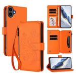 For Nothing CMF Phone 1 Butterfly Love Flower Multi-card Zipper Wallet Leather Phone Case(Orange)