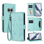 For Nothing Phone 2a Butterfly Love Flower Multi-card Zipper Wallet Leather Phone Case(Mint Green)