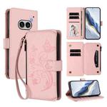 For Nothing Phone 2a Butterfly Love Flower Multi-card Zipper Wallet Leather Phone Case(Pink)