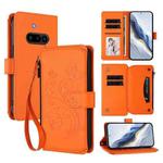 For Nothing Phone 3a Butterfly Love Flower Multi-card Zipper Wallet Leather Phone Case(Orange)