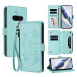 For Nothing Phone 3a Butterfly Love Flower Multi-card Zipper Wallet Leather Phone Case(Mint Green)