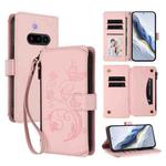 For Nothing Phone 3a Butterfly Love Flower Multi-card Zipper Wallet Leather Phone Case(Pink)