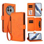 For Nothing Phone 3a Pro Butterfly Love Flower Multi-card Zipper Wallet Leather Phone Case(Orange)