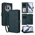 For Nothing Phone 3a Pro Butterfly Love Flower Multi-card Zipper Wallet Leather Phone Case(Dark Green)