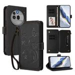 For Nothing Phone 3a Pro Butterfly Love Flower Multi-card Zipper Wallet Leather Phone Case(Black)
