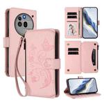 For Nothing Phone 3a Pro Butterfly Love Flower Multi-card Zipper Wallet Leather Phone Case(Pink)