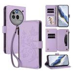 For Nothing Phone 3a Pro Butterfly Love Flower Multi-card Zipper Wallet Leather Phone Case(Light Purple)