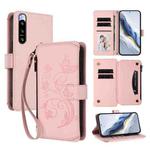 For Sony Xperia 5 IV Butterfly Love Flower Multi-card Zipper Wallet Leather Phone Case(Pink)