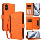 For Sony Xperia 5 V Butterfly Love Flower Multi-card Zipper Wallet Leather Phone Case(Orange)