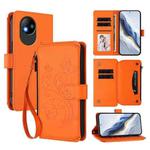 For ZTE Blade A35 Lite / A35 Core Butterfly Love Flower Multi-card Zipper Wallet Leather Phone Case(Orange)