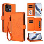 For ZTE Blade A35e Butterfly Love Flower Multi-card Zipper Wallet Leather Phone Case(Orange)