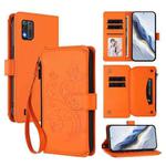 For ZTE Blade A52 Lite Butterfly Love Flower Multi-card Zipper Wallet Leather Phone Case(Orange)