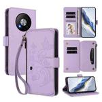For ZTE Blade A73 5G Butterfly Love Flower Multi-card Zipper Wallet Leather Phone Case(Light Purple)