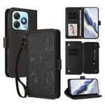 For ZTE Blade A75 4G Butterfly Love Flower Multi-card Zipper Wallet Leather Phone Case(Black)