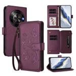 For ZTE Blade A75 5G / Nubia Focus 5G Butterfly Love Flower Multi-card Zipper Wallet Leather Phone Case(Dark Purple)