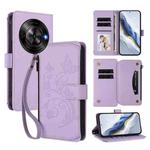 For ZTE Blade A75 5G / Nubia Focus 5G Butterfly Love Flower Multi-card Zipper Wallet Leather Phone Case(Light Purple)