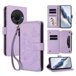 For ZTE Blade A76 5G Butterfly Love Flower Multi-card Zipper Wallet Leather Phone Case(Light Purple)