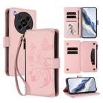For ZTE Blade V70 Max Butterfly Love Flower Multi-card Zipper Wallet Leather Phone Case(Pink)