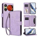 For ZTE Nubia Music 2 Butterfly Love Flower Multi-card Zipper Wallet Leather Phone Case(Light Purple)