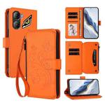 For ZTE Nubia Neo 3 Butterfly Love Flower Multi-card Zipper Wallet Leather Phone Case(Orange)