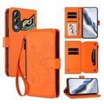 For ZTE Nubia Neo 3 GT Butterfly Love Flower Multi-card Zipper Wallet Leather Phone Case(Orange)