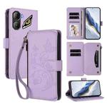 For ZTE Nubia Neo 3 GT Butterfly Love Flower Multi-card Zipper Wallet Leather Phone Case(Light Purple)