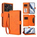 For ZTE Nubia Z70 Ultra Butterfly Love Flower Multi-card Zipper Wallet Leather Phone Case(Orange)