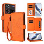 For ZTE Nubia Z60 Ultra Butterfly Love Flower Multi-card Zipper Wallet Leather Phone Case(Orange)