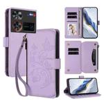 For ZTE Nubia Z60 Ultra Butterfly Love Flower Multi-card Zipper Wallet Leather Phone Case(Light Purple)