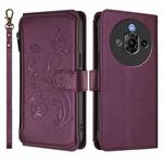 For ZTE Nubia Focus Pro 5G Butterfly Love Flower Multi-card Zipper Wallet Leather Phone Case(Dark Purple)