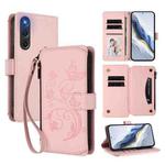 For ZTE Nubia RedMagic 10 Air Butterfly Love Flower Multi-card Zipper Wallet Leather Phone Case(Pink)