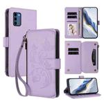 For Nokia C300 Butterfly Love Flower Multi-card Zipper Wallet Leather Phone Case(Light Purple)