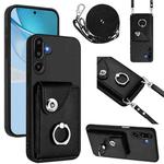 For Samsung Galaxy M16 5G / F16 5G Organ Card Bag Ring Holder Phone Case with Long Lanyard(Black)