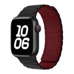 For Apple Watch 42 / 44 / 45 / 46 / 49mm xDfind I-shaped Magnetic Silicone Watch Band(Black Wine Red)