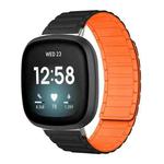 For Fitbit Versa 4 / 3 / Sense 2 / Sense xDfind I-shaped Magnetic Silicone Watch Band(Black Orange)